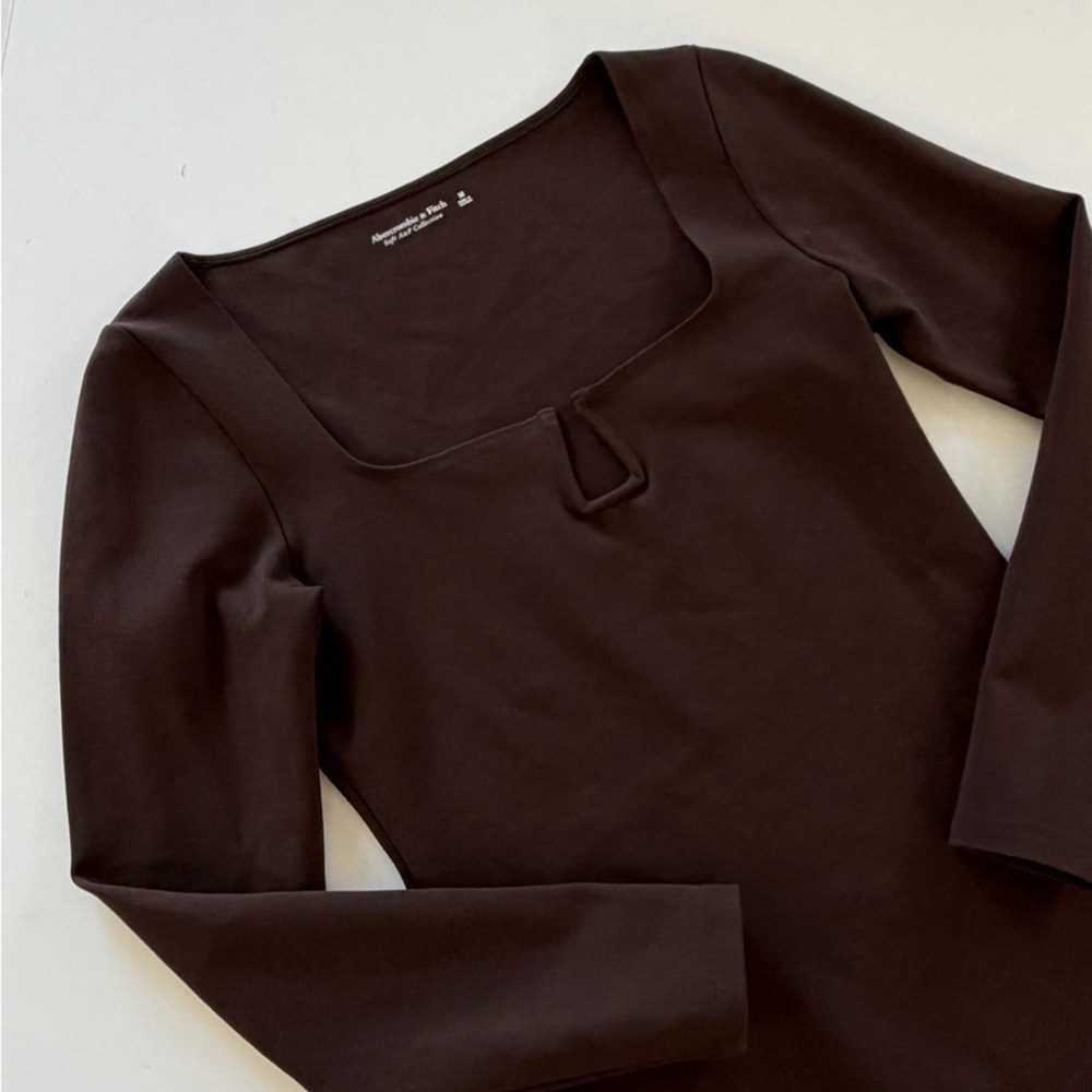 Abercrombie & Fitch Bodysuit Shirt Womens Medium Soft Collection Brown - Picture 2 of 5